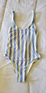 Blue and White Stripe Swimsuit